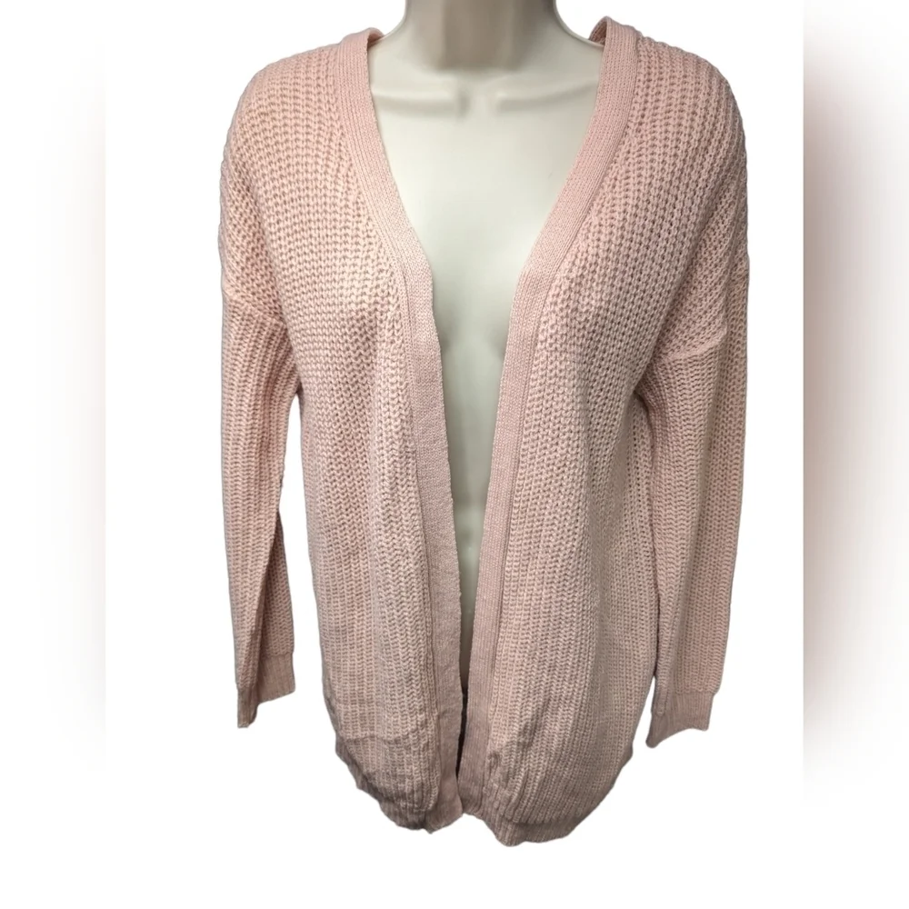 No Comment Braided Back Open Front Cardigan Sz M